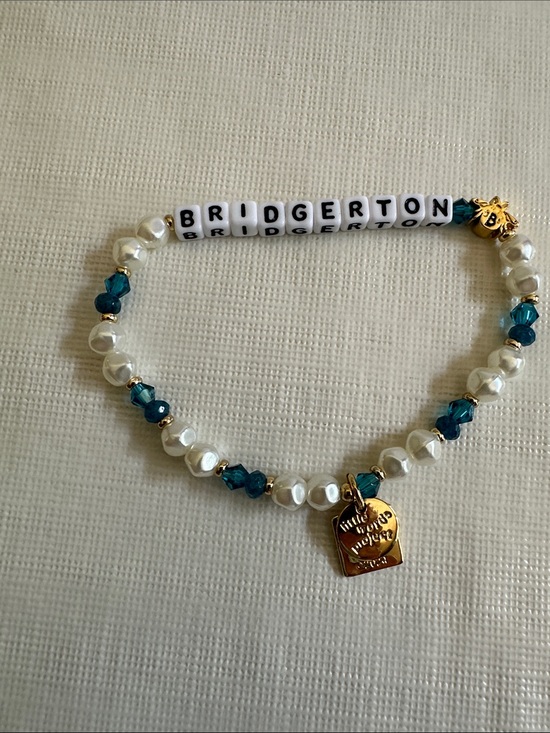 Little Words Project Jewelry - Little Words Project Bridgerton Pearl & Teal Beaded Bracelet Limited Edition LXL
